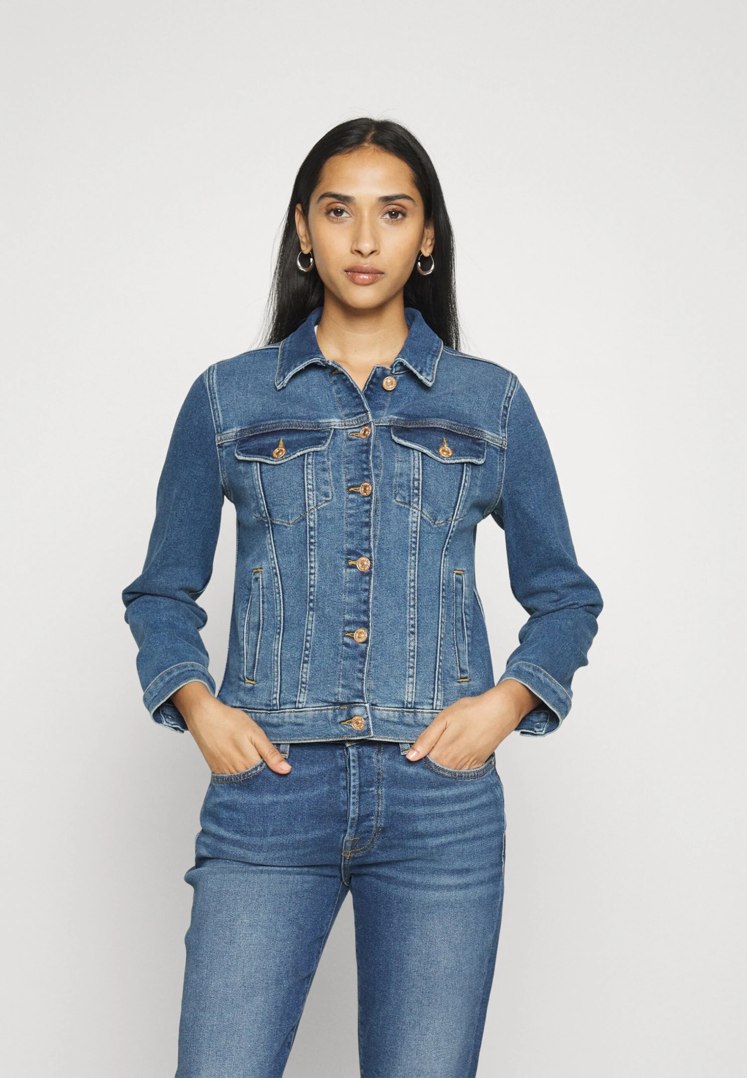 7 For All Mankind Modern Trucker- Chaqueta Vaquera - Dark Blue 1 7 For All Mankind Modern Trucker- Chaqueta Vaquera - Dark Blue