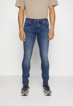 7 For All Mankind Paxtyn Stretch Tek Maze - Vaqueros Pitillo - Mid Blue