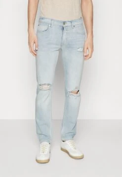7 For All Mankind The Straight With Handstitched Details - Vaqueros Rectos - Light Blue